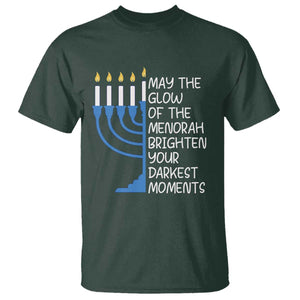 Jewish Faith and Pray T Shirt May The Glow Of The Menorah Brighten Your Darkest Moments TS02 Dark Forest Green Print Your Wear