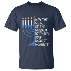 Jewish Faith and Pray T Shirt May The Glow Of The Menorah Brighten Your Darkest Moments TS02 Navy Print Your Wear