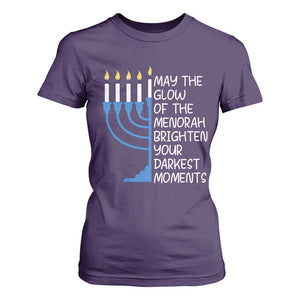 Jewish Faith and Pray T Shirt For Women May The Glow Of The Menorah Brighten Your Darkest Moments TS02 Purple Print Your Wear