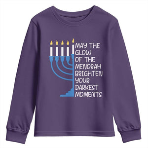 Jewish Faith and Pray Youth Sweatshirt May The Glow Of The Menorah Brighten Your Darkest Moments TS02 Purple Print Your Wear