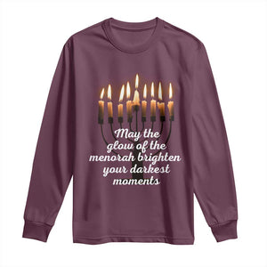Jewish Faith and Pray Lights Long Sleeve Shirt May The Glow Of The Menorah Brighten Your Darkest Moments TS02 Maroon Print Your Wear