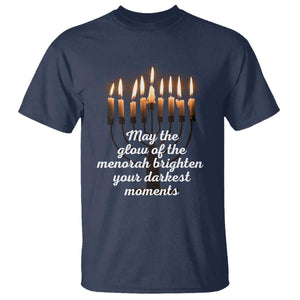 Jewish Faith and Pray Lights T Shirt May The Glow Of The Menorah Brighten Your Darkest Moments TS02 Navy Print Your Wear