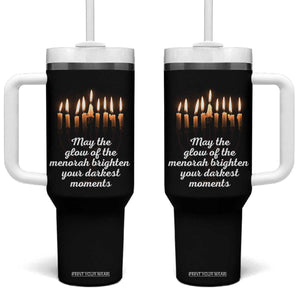 Jewish Faith and Pray Lights Tumbler With Handle May The Glow Of The Menorah Brighten Your Darkest Moments TS02 One Size: 40 oz Black Print Your Wear