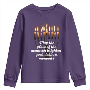 Jewish Faith and Pray Lights Youth Sweatshirt May The Glow Of The Menorah Brighten Your Darkest Moments TS02 Purple Print Your Wear