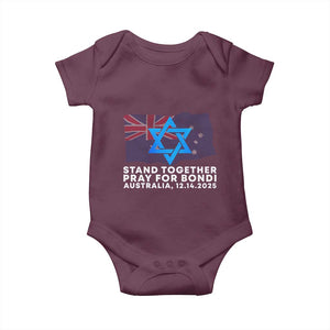 Jewish Strong Stand Together Baby Onesie Pray for Bondi Australia Hanukkah Dec 14 2025 Remembrance TS02 Maroon Print Your Wear