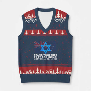 Jewish Strong Stand Together V-Neck Knit Sweater Vest Pray for Bondi Australia Hanukkah Dec 14 2025 Remembrance TS02 Navy Red Print Your Wear