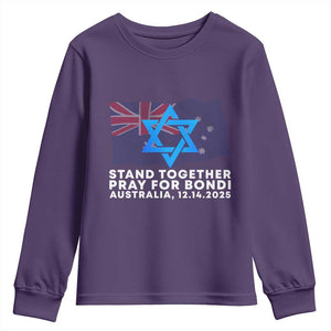 Jewish Strong Stand Together Youth Sweatshirt Pray for Bondi Australia Hanukkah Dec 14 2025 Remembrance TS02 Purple Print Your Wear