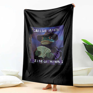 Funny Wizard Frog Fantasy Meme Throw Blanket Call Me Magic Cuz I Be Gathering MTG Gamer TS02 Print Your Wear