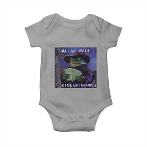 Funny Wizard Frog Fantasy Meme Baby Onesie Call Me Magic Cuz I Be Gathering MTG Gamer TS02 Sport Gray Print Your Wear