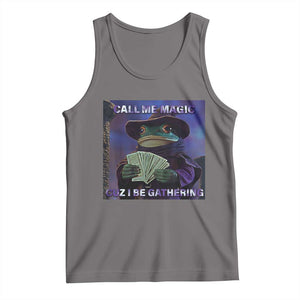 Funny Wizard Frog Fantasy Meme Tank Top Call Me Magic Cuz I Be Gathering MTG Gamer TS02 Deep Heather Print Your Wear