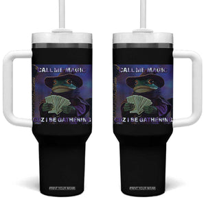 Funny Wizard Frog Fantasy Meme Tumbler With Handle Call Me Magic Cuz I Be Gathering MTG Gamer TS02 One Size: 40 oz Black Print Your Wear