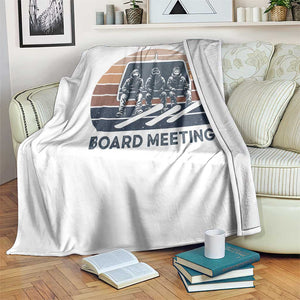 Funny Snowboarding Board Meeting Throw Blanket Retro Chairlift Snowboarders Powder Junkies TS02 Print Your Wear