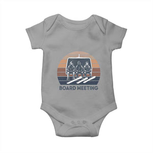 Funny Snowboarding Board Meeting Baby Onesie Retro Chairlift Snowboarders Powder Junkies TS02 Sport Gray Print Your Wear