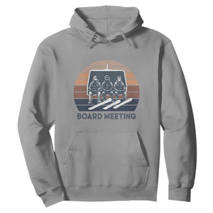 Funny Snowboarding Board Meeting Hoodie Retro Chairlift Snowboarders Powder Junkies TS02 Sport Gray Print Your Wear