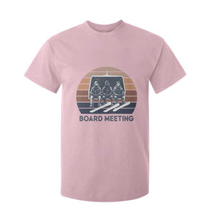 Funny Snowboarding Board Meeting T Shirt For Kid Retro Chairlift Snowboarders Powder Junkies TS02 Light Pink Print Your Wear