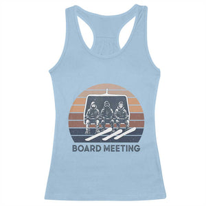 Funny Snowboarding Board Meeting Racerback Tank Top Retro Chairlift Snowboarders Powder Junkies TS02 Light Blue Print Your Wear