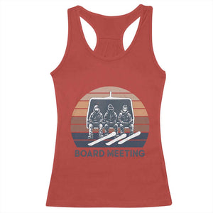 Funny Snowboarding Board Meeting Racerback Tank Top Retro Chairlift Snowboarders Powder Junkies TS02 Red Print Your Wear