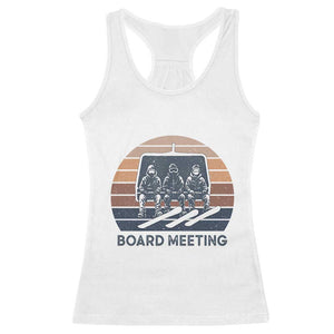 Funny Snowboarding Board Meeting Racerback Tank Top Retro Chairlift Snowboarders Powder Junkies TS02 White Print Your Wear