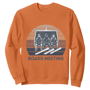 Funny Snowboarding Board Meeting Sweatshirt Retro Chairlift Snowboarders Powder Junkies TS02 Orange Print Your Wear