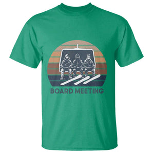 Funny Snowboarding Board Meeting T Shirt Retro Chairlift Snowboarders Powder Junkies TS02 Irish Green Print Your Wear