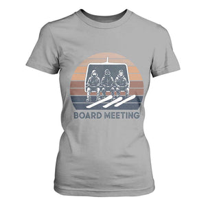 Funny Snowboarding Board Meeting T Shirt For Women Retro Chairlift Snowboarders Powder Junkies TS02 Sport Gray Print Your Wear