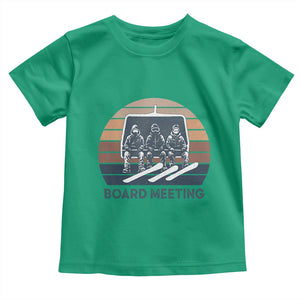 Funny Snowboarding Board Meeting Toddler T Shirt Retro Chairlift Snowboarders Powder Junkies TS02 Irish Green Print Your Wear