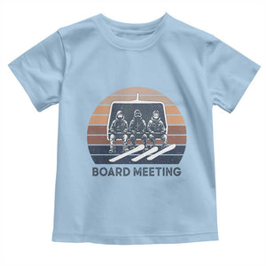 Funny Snowboarding Board Meeting Toddler T Shirt Retro Chairlift Snowboarders Powder Junkies TS02 Light Blue Print Your Wear