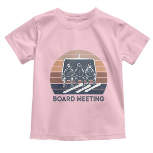 Funny Snowboarding Board Meeting Toddler T Shirt Retro Chairlift Snowboarders Powder Junkies TS02 Light Pink Print Your Wear