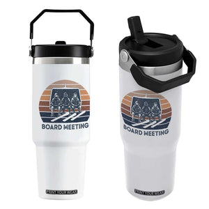 Funny Snowboarding Board Meeting Flip Straw Tumbler Retro Chairlift Snowboarders Powder Junkies TS02 One Size: 30 oz White Print Your Wear