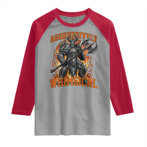 Chaotic Knight Metalcore Edgy Meme Aggressively Whimsical Raglan Shirt Armor Metalheads Fairycore Tendencies TS02 Sport Gray Red Print Your Wear