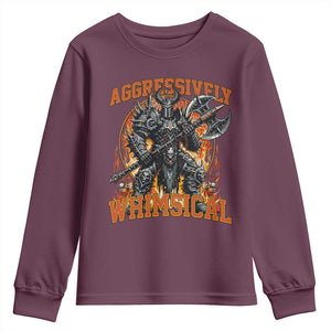 Chaotic Knight Metalcore Edgy Meme Aggressively Whimsical Youth Sweatshirt Armor Metalheads Fairycore Tendencies TS02 Maroon Print Your Wear