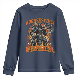 Chaotic Knight Metalcore Edgy Meme Aggressively Whimsical Youth Sweatshirt Armor Metalheads Fairycore Tendencies TS02 Navy Print Your Wear