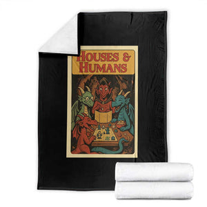 Houses and Humans Fantasy Tabletop Game Throw Blanket Retro RPG Dragons Board Game Roleplay Fans TS02 Black Print Your Wear