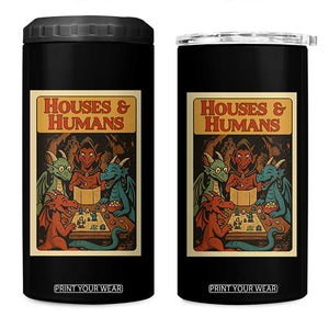 Houses and Humans Fantasy Tabletop Game 4 in 1 Can Cooler Tumbler Retro RPG Dragons Board Game Roleplay Fans TS02 One Size: 16 oz Black Print Your Wear