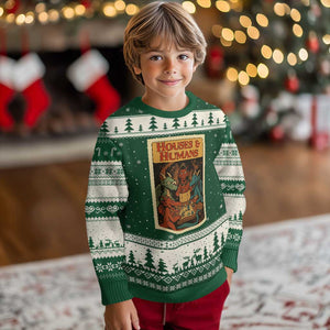 Houses and Humans Fantasy Tabletop Game Ugly Christmas Sweater Retro RPG Dragons Board Game Roleplay Fans TS02 Forest Green Beige Print Your Wear