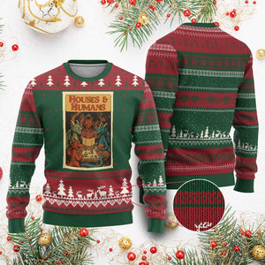 Houses and Humans Fantasy Tabletop Game Ugly Christmas Sweater Retro RPG Dragons Board Game Roleplay Fans TS02 Red Green Print Your Wear