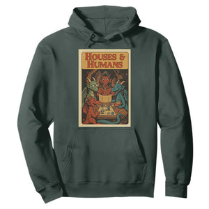 Houses and Humans Fantasy Tabletop Game Hoodie Retro RPG Dragons Board Game Roleplay Fans TS02 Dark Forest Green Print Your Wear