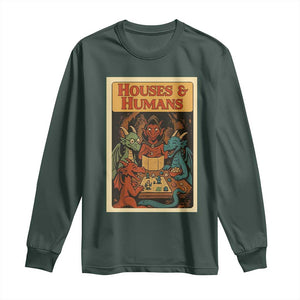 Houses and Humans Fantasy Tabletop Game Long Sleeve Shirt Retro RPG Dragons Board Game Roleplay Fans TS02 Dark Forest Green Print Your Wear