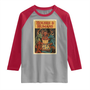 Houses and Humans Fantasy Tabletop Game Raglan Shirt Retro RPG Dragons Board Game Roleplay Fans TS02 Sport Gray Red Print Your Wear