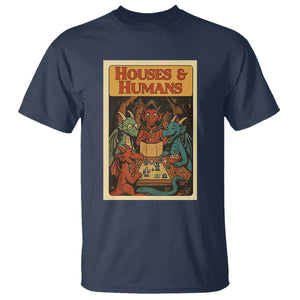 Houses and Humans Fantasy Tabletop Game T Shirt Retro RPG Dragons Board Game Roleplay Fans TS02 Navy Print Your Wear