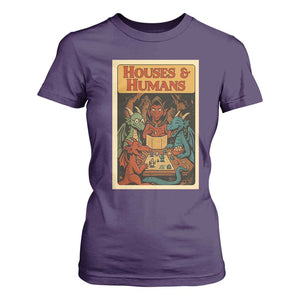 Houses and Humans Fantasy Tabletop Game T Shirt For Women Retro RPG Dragons Board Game Roleplay Fans TS02 Purple Print Your Wear