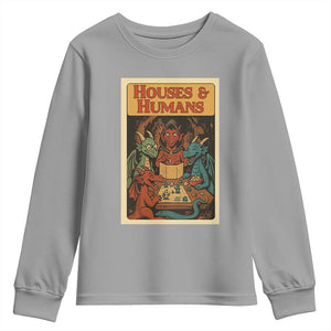 Houses and Humans Fantasy Tabletop Game Youth Sweatshirt Retro RPG Dragons Board Game Roleplay Fans TS02 Sport Gray Print Your Wear