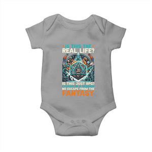 Is This the Real Life RPG Parody Fantasy Dice Baby Onesie Funny Epic Tabletop Dungeon Roleplay Game Fans TS02 Sport Gray Print Your Wear