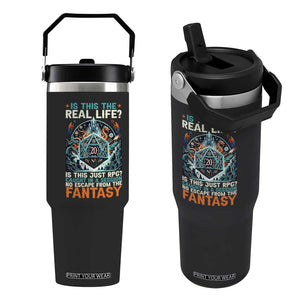 Is This the Real Life RPG Parody Fantasy Dice Flip Straw Tumbler Funny Epic Tabletop Dungeon Roleplay Game Fans TS02 One Size: 30 oz Black Print Your Wear