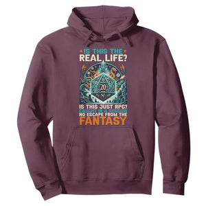 Is This the Real Life RPG Parody Fantasy Dice Hoodie Funny Epic Tabletop Dungeon Roleplay Game Fans TS02 Maroon Print Your Wear