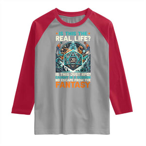 Is This the Real Life RPG Parody Fantasy Dice Raglan Shirt Funny Epic Tabletop Dungeon Roleplay Game Fans TS02 Sport Gray Red Print Your Wear