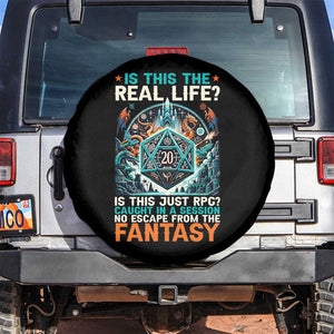 Is This the Real Life RPG Parody Fantasy Dice Spare Tire Cover Funny Epic Tabletop Dungeon Roleplay Game Fans TS02 No hole Black Print Your Wear