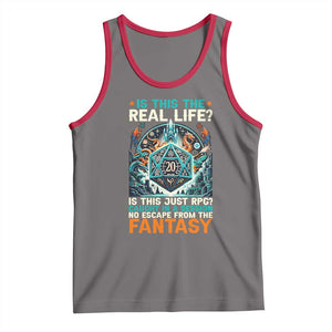 Is This the Real Life RPG Parody Fantasy Dice Tank Top Funny Epic Tabletop Dungeon Roleplay Game Fans TS02 Deep Heather Red Print Your Wear