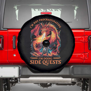 Im Not Procrastinating Im Doing Side Quests Spare Tire Cover Fantasy Gamer Humor Epic Dragon RPG Adventure TS02 Black Print Your Wear