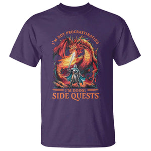 Im Not Procrastinating Im Doing Side Quests T Shirt Fantasy Gamer Humor Epic Dragon RPG Adventure TS02 Purple Print Your Wear